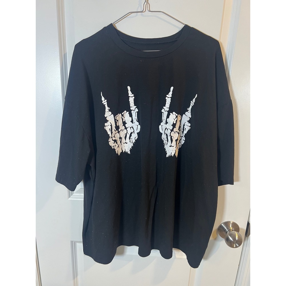 Unbranded Mens T-Shirt Skeleton Rock On Graphic Black XL‎